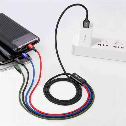 Câble Baseus Fast 4-en-1 pour Lightning(2) + Type-C + Micro 3,5 A 1,2 m Noir (CA1T4-A01)