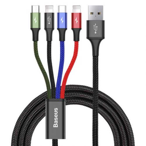 Câble Baseus Fast 4-en-1 pour Lightning(2) + Type-C + Micro 3,5 A 1,2 m Noir (CA1T4-A01)