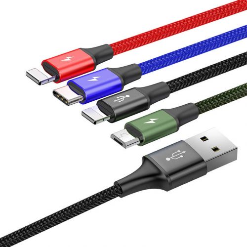 Câble baseus fast 4-en-1 pour lightning2 + type-c + micro 35 a 12 m noir ca1t4-a01