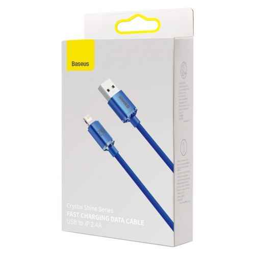 Câble de données Baseus Lightning Crystal Shine Series pour charge rapide 2,4 A 1,2 m Bleu (CAJY000003)