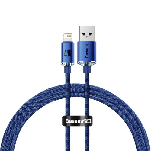 Câble de données Baseus Lightning Crystal Shine Series pour charge rapide 2,4 A 1,2 m Bleu (CAJY000003)