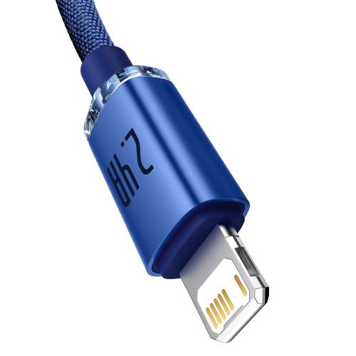Câble de données Baseus Lightning Crystal Shine Series pour charge rapide 2,4 A 1,2 m Bleu (CAJY000003)