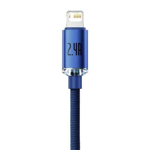 Câble de données Baseus Lightning Crystal Shine Series pour charge rapide 2,4 A 1,2 m Bleu (CAJY000003)