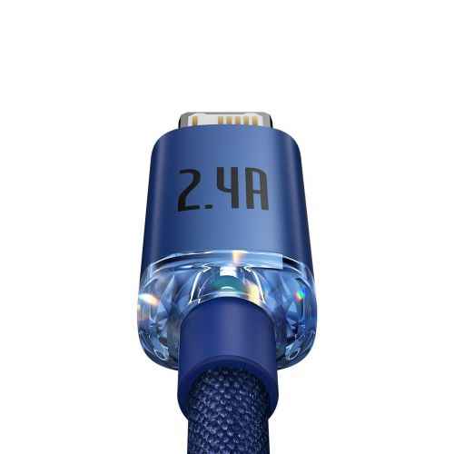 Câble de données Baseus Lightning Crystal Shine Series pour charge rapide 2,4 A 1,2 m Bleu (CAJY000003)