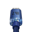 Câble de données Baseus Lightning Crystal Shine Series pour charge rapide 2,4 A 1,2 m Bleu (CAJY000003)