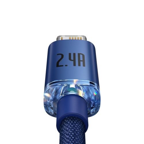 Câble de données Baseus Lightning Crystal Shine Series pour charge rapide 2,4 A 1,2 m Bleu (CAJY000003)