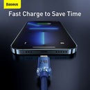 Câble de données baseus lightning crystal shine series pour charge rapide 24 a 12 m bleu cajy000003