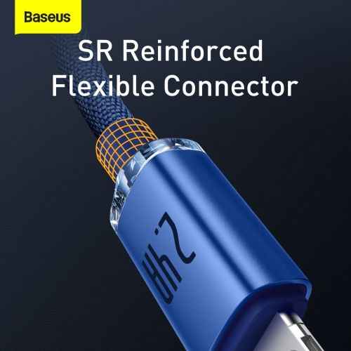 Câble de données Baseus Lightning Crystal Shine Series pour charge rapide 2,4 A 1,2 m Bleu (CAJY000003)