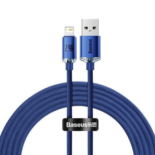 Câble de données Baseus Lightning Crystal Shine Series pour charge rapide 2,4 A 2 m Bleu (CAJY000103)