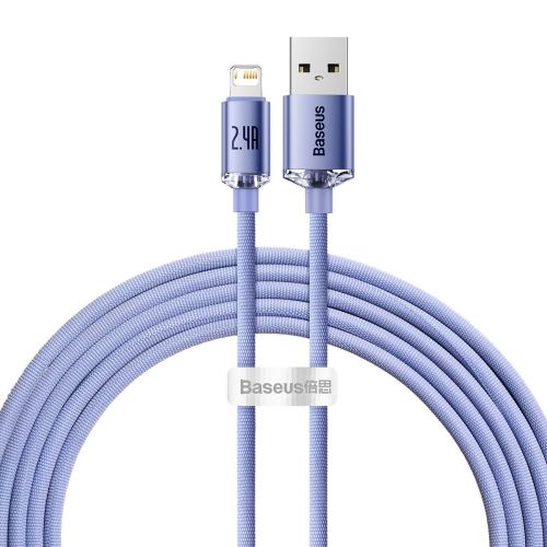 Câble de données Baseus Lightning Crystal Shine Series pour charge rapide 2,4 A 2 m Violet (CAJY000105)
