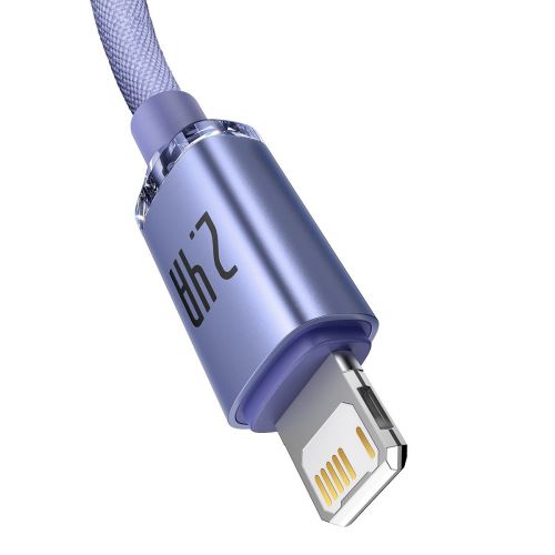 Câble de données Baseus Lightning Crystal Shine Series pour charge rapide 2,4 A 2 m Violet (CAJY000105)