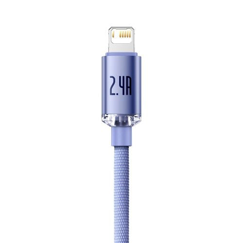 Câble de données Baseus Lightning Crystal Shine Series pour charge rapide 2,4 A 2 m Violet (CAJY000105)