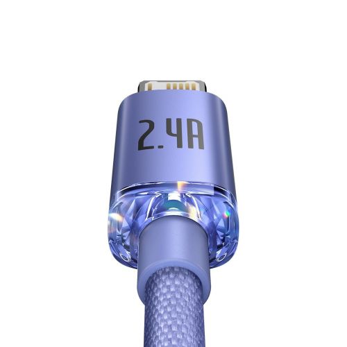 Câble de données Baseus Lightning Crystal Shine Series pour charge rapide 2,4 A 2 m Violet (CAJY000105)