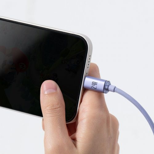 Câble de données Baseus Lightning Crystal Shine Series pour charge rapide 2,4 A 2 m Violet (CAJY000105)