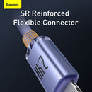 Câble de données baseus lightning crystal shine series pour charge rapide 24 a 2 m violet cajy000105