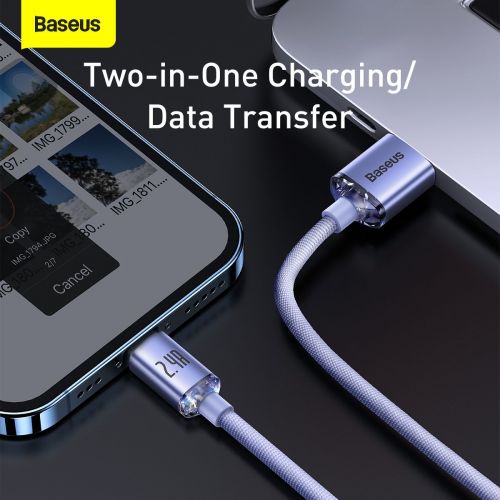 Câble de données Baseus Lightning Crystal Shine Series pour charge rapide 2,4 A 2 m Violet (CAJY000105)