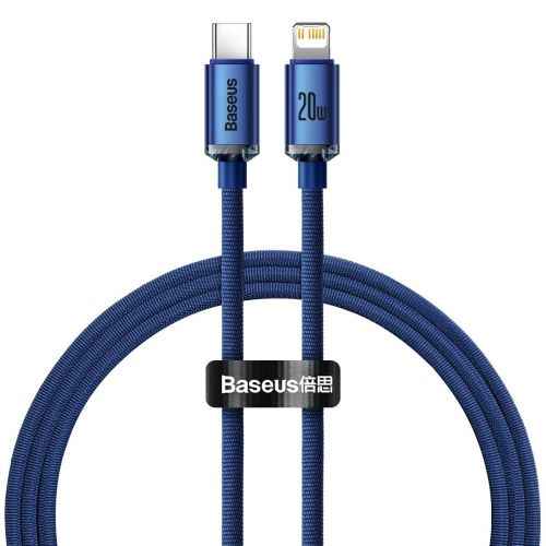Câble Lightning Baseus Type-C, série Crystal Shine, charge rapide, données, 20 W, 1,2 m, bleu (CAJY000203)