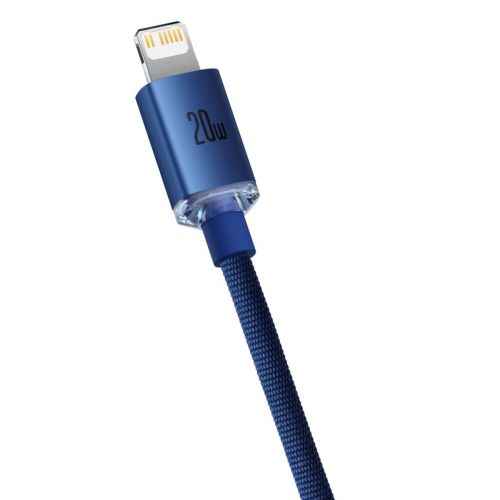Câble Lightning Baseus Type-C, série Crystal Shine, charge rapide, données, 20 W, 1,2 m, bleu (CAJY000203)