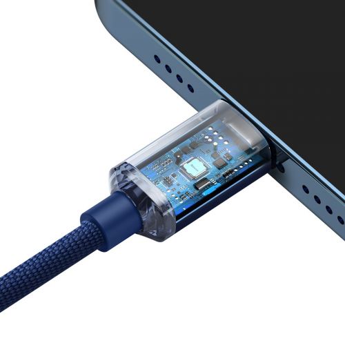 Câble Lightning Baseus Type-C, série Crystal Shine, charge rapide, données, 20 W, 1,2 m, bleu (CAJY000203)