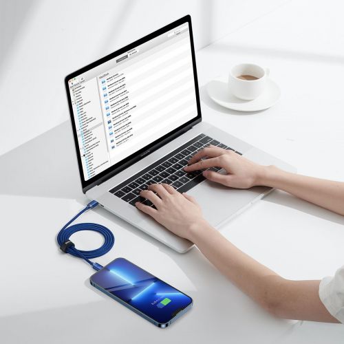 Câble Lightning Baseus Type-C, série Crystal Shine, charge rapide, données, 20 W, 1,2 m, bleu (CAJY000203)