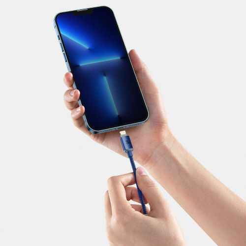 Câble Lightning Baseus Type-C, série Crystal Shine, charge rapide, données, 20 W, 1,2 m, bleu (CAJY000203)