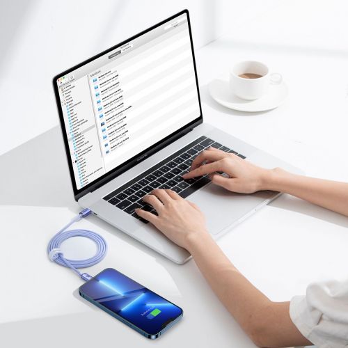 Câble Lightning Baseus Type-C, série Crystal Shine, charge rapide, données, 20 W, 1,2 m, violet (CAJY000205)