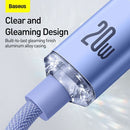 Câble Lightning Baseus Type-C, série Crystal Shine, charge rapide, données, 20 W, 1,2 m, violet (CAJY000205)
