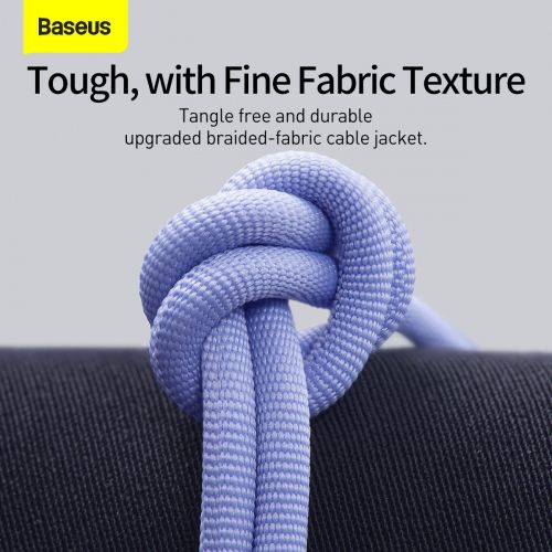 Câble Lightning Baseus Type-C, série Crystal Shine, charge rapide, données, 20 W, 1,2 m, violet (CAJY000205)