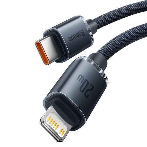 Câble Lightning Baseus Type-C, série Crystal Shine, charge rapide, données, 20 W, 2 m, noir (CAJY000301)