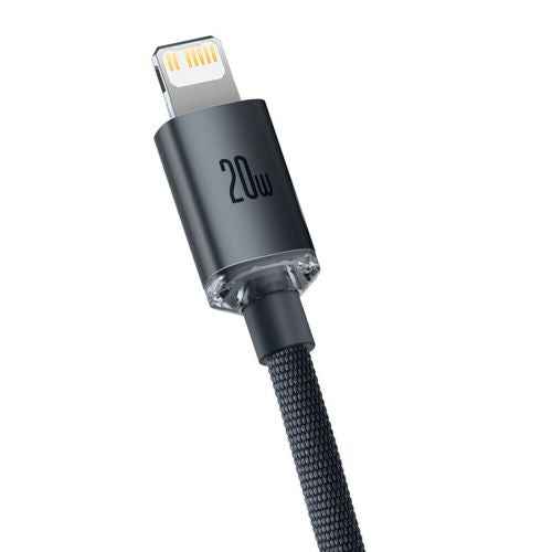 Câble Lightning Baseus Type-C, série Crystal Shine, charge rapide, données, 20 W, 2 m, noir (CAJY000301)