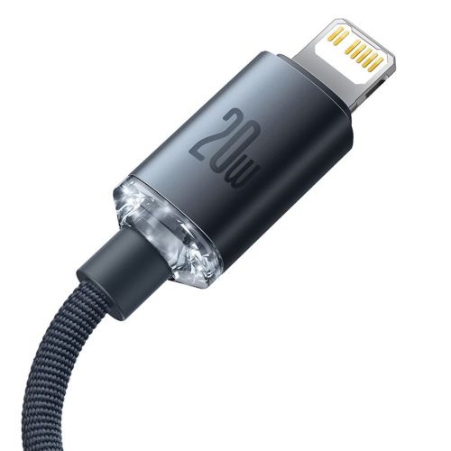 Câble Lightning Baseus Type-C, série Crystal Shine, charge rapide, données, 20 W, 2 m, noir (CAJY000301)