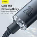 Câble Lightning Baseus Type-C, série Crystal Shine, charge rapide, données, 20 W, 2 m, noir (CAJY000301)