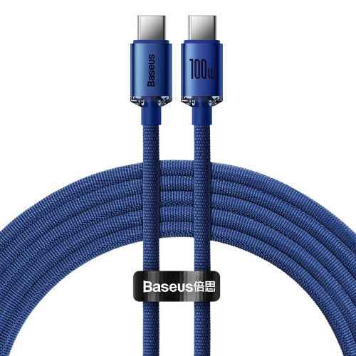 Baseus Type-C - Type-C Crystal Shine series fast charging data cable, 100W, 2m, Blue (CAJY000703)