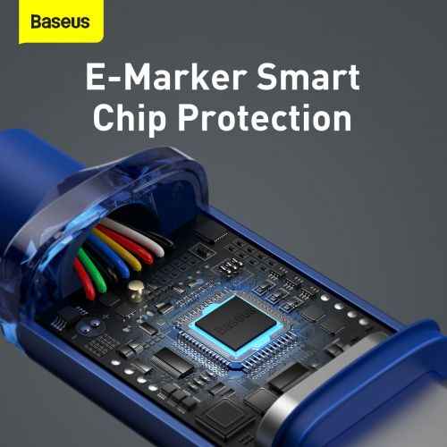 Baseus Type-C - Type-C Crystal Shine series fast charging data cable, 100W, 2m, Blue (CAJY000703)