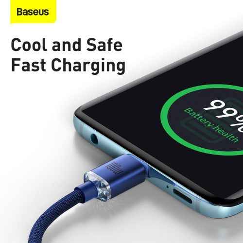 Baseus Type-C - Type-C Crystal Shine series fast charging data cable, 100W, 2m, Blue (CAJY000703)