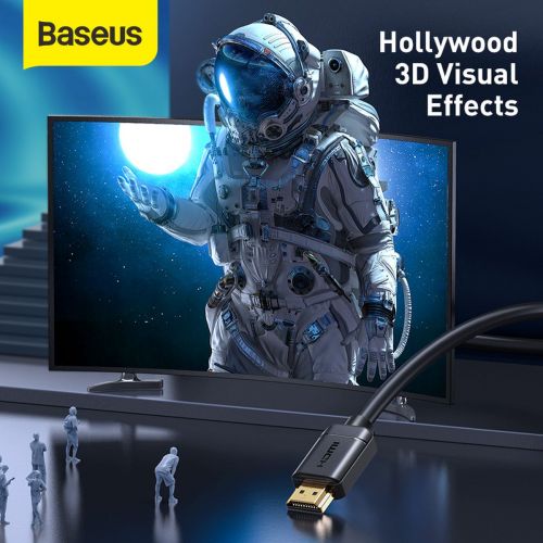 Câble vidéo baseus haute définition hdmi vers hdmi 4k 60 hz 3d hdr 18 gbit/s 1 m noir cakgq-a01
