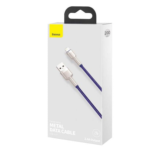 CABLU alimentare si date Baseus Cafule Metal, Fast Charging Data Cable pt. smartphone, USB la Lightning Iphone 2.4A, braided, 2m, violet "CALJK-B05" (timbru verde 0.08 lei) - 6953156202306
