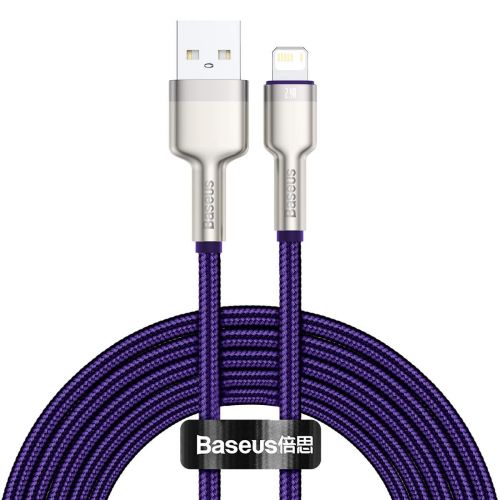 CABLU alimentare si date Baseus Cafule Metal, Fast Charging Data Cable pt. smartphone, USB la Lightning Iphone 2.4A, braided, 2m, violet "CALJK-B05" (timbru verde 0.08 lei) - 6953156202306