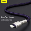 CABLU alimentare si date Baseus Cafule Metal, Fast Charging Data Cable pt. smartphone, USB la Lightning Iphone 2.4A, braided, 2m, violet "CALJK-B05" (timbru verde 0.08 lei) - 6953156202306