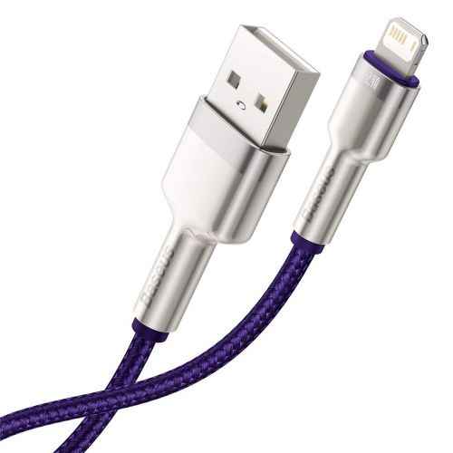 CABLU alimentare si date Baseus Cafule Metal, Fast Charging Data Cable pt. smartphone, USB la Lightning Iphone 2.4A, braided, 2m, violet "CALJK-B05" (timbru verde 0.08 lei) - 6953156202306