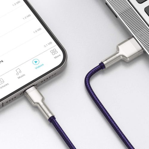 Câble de données et de charge rapide cablu baseus cafule metal usb-c lightning 24 a tressé 2 m violet  caljk-b05  008 $ - 6953156202306