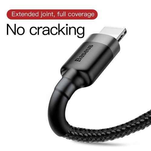 Baseus Lightning Cafule Cable 2.4A 0.5m Gray + Black (CALKLF-AG1)
