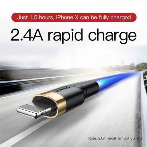 Câble lightning baseus 15 a 2 m or + noir calklf-cv1