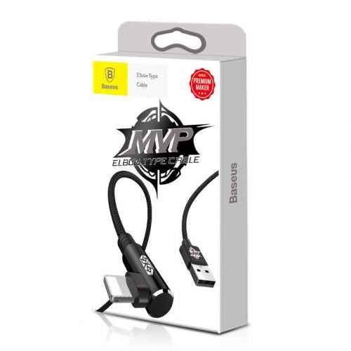 CABLU alimentare si date Baseus MVP, Fast Charging Data Cable pt. smartphone, USB la Lightning iPhone 2A unghi 90 grade, brodat, 1m, negru "CALMVP-01" (timbru verde 0.18 lei) - 6953156263406