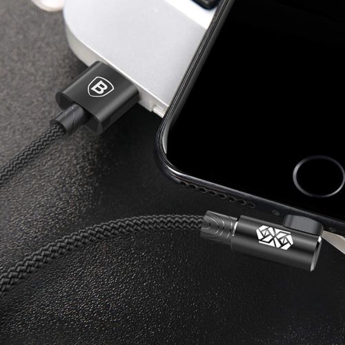 CABLU alimentare si date Baseus MVP, Fast Charging Data Cable pt. smartphone, USB la Lightning iPhone 2A unghi 90 grade, brodat, 1m, negru "CALMVP-01" (timbru verde 0.18 lei) - 6953156263406