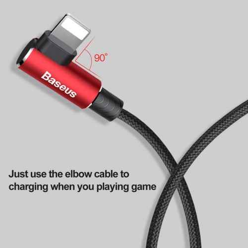 CABLU alimentare si date Baseus MVP, Fast Charging Data Cable pt. smartphone, USB la Lightning iPhone 2A unghi 90 grade, brodat, 1m, negru "CALMVP-01" (timbru verde 0.18 lei) - 6953156263406