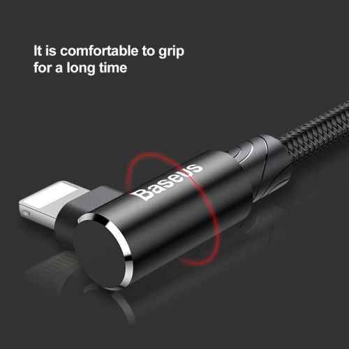 CABLU alimentare si date Baseus MVP, Fast Charging Data Cable pt. smartphone, USB la Lightning iPhone 2A unghi 90 grade, brodat, 1m, negru "CALMVP-01" (timbru verde 0.18 lei) - 6953156263406