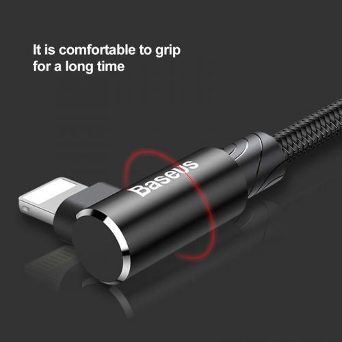 CABLU alimentare si date Baseus MVP, Fast Charging Data Cable pt. smartphone, USB la Lightning iPhone 2A unghi 90 grade, brodat, 1m, negru "CALMVP-01" (timbru verde 0.18 lei) - 6953156263406