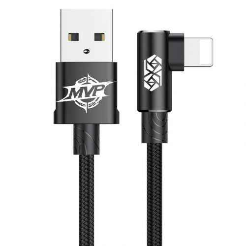 CABLU alimentare si date Baseus MVP, Fast Charging Data Cable pt. smartphone, USB la Lightning iPhone 2A unghi 90 grade, brodat, 1m, negru "CALMVP-01" (timbru verde 0.18 lei) - 6953156263406