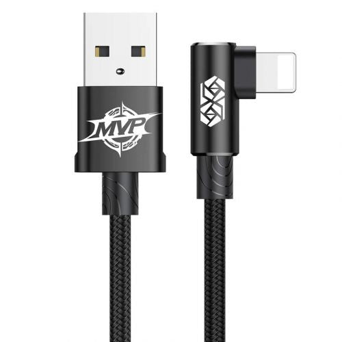 CABLU alimentare si date Baseus MVP, Fast Charging Data Cable pt. smartphone, USB la Lightning iPhone 2A unghi 90 grade, brodat, 1m, negru "CALMVP-01" (timbru verde 0.18 lei) - 6953156263406